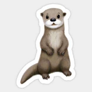 Cute Otter Drawing Sticker